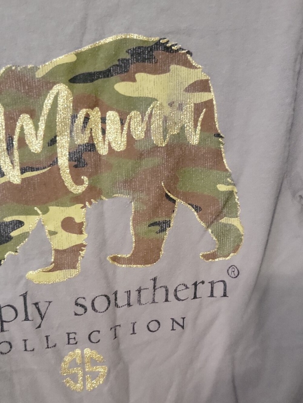 Simply Southern Gray Short-Sleeve Tee with Camo Gold Bear - Picture 6 of 6